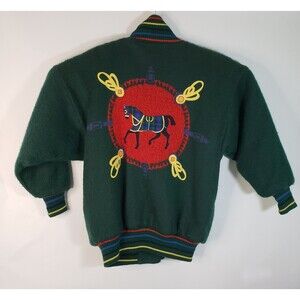 Vtg 80s Mondi Mohair Sweater Jacket Size 34 W. Germany Horse Equestrian Green